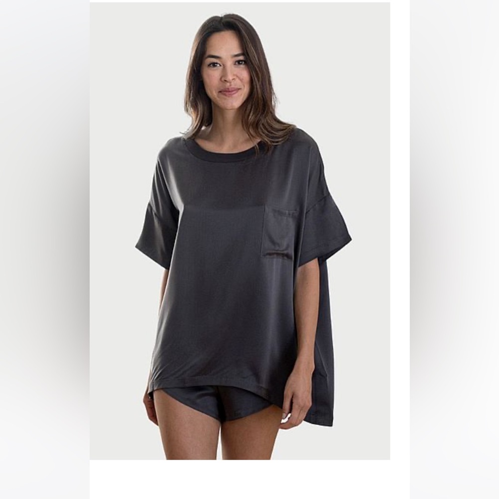 Lunya Washable Silk Tee Short Set xs/s eclipse